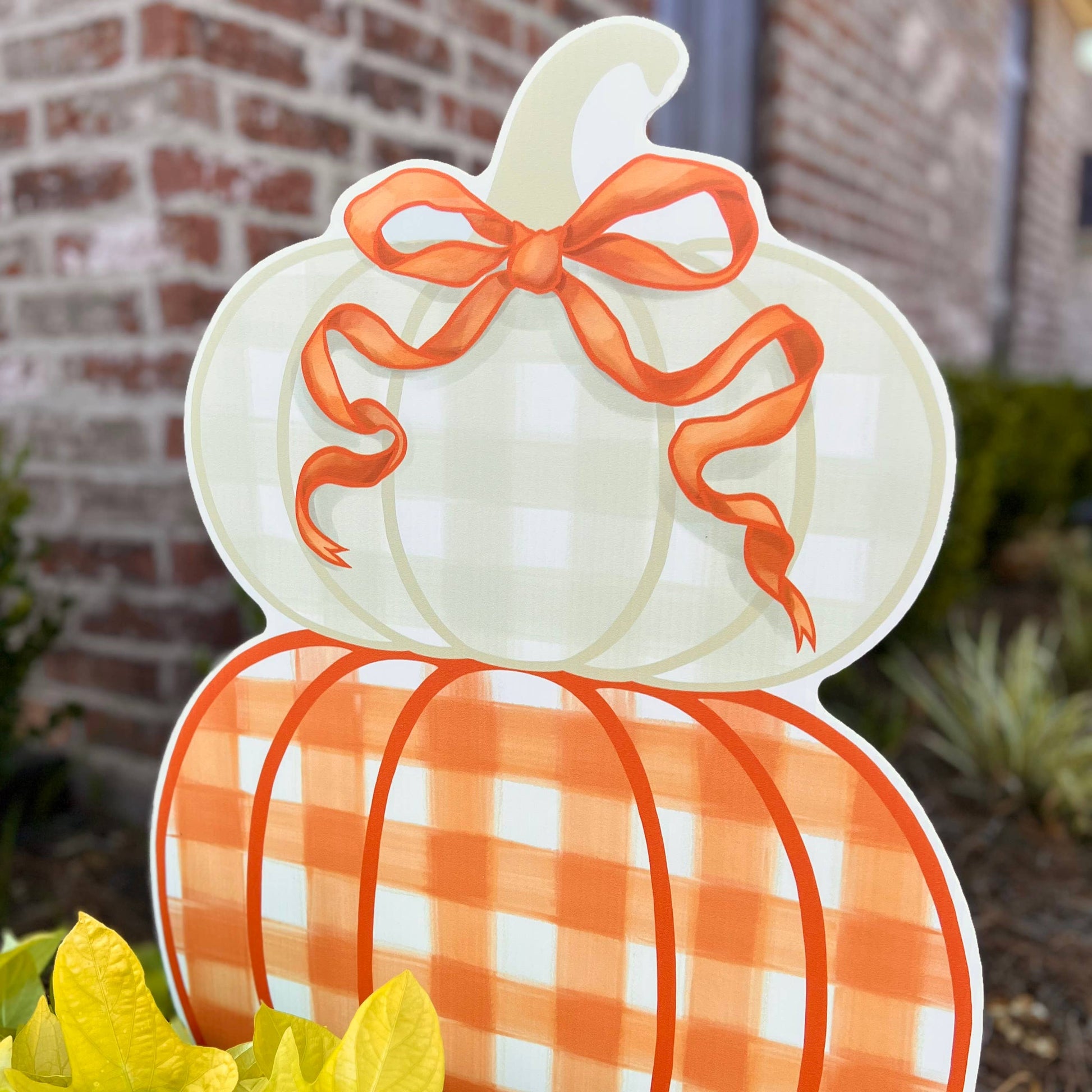 Orange Stacked Pumpkin Duo Garden Stake