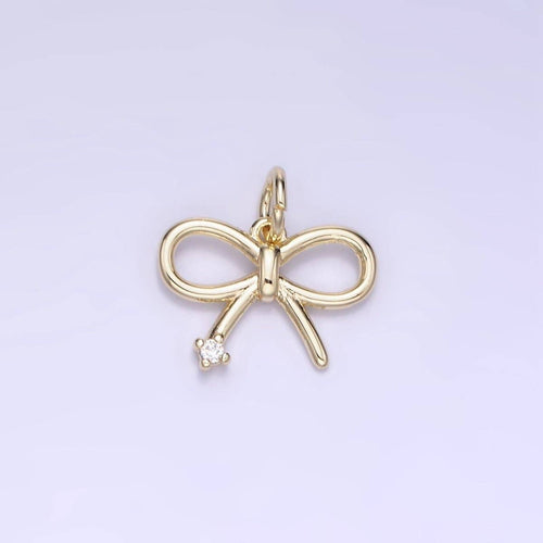 14k Gold Filled 11mm Mini Bow Ribbon CZ Charm | AG662