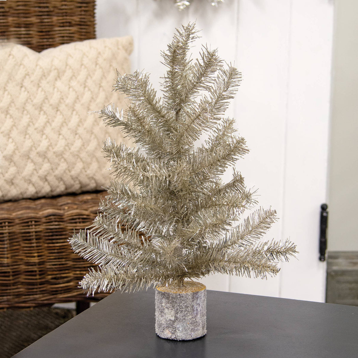 Glistening Platinum Pine Tree - 19"