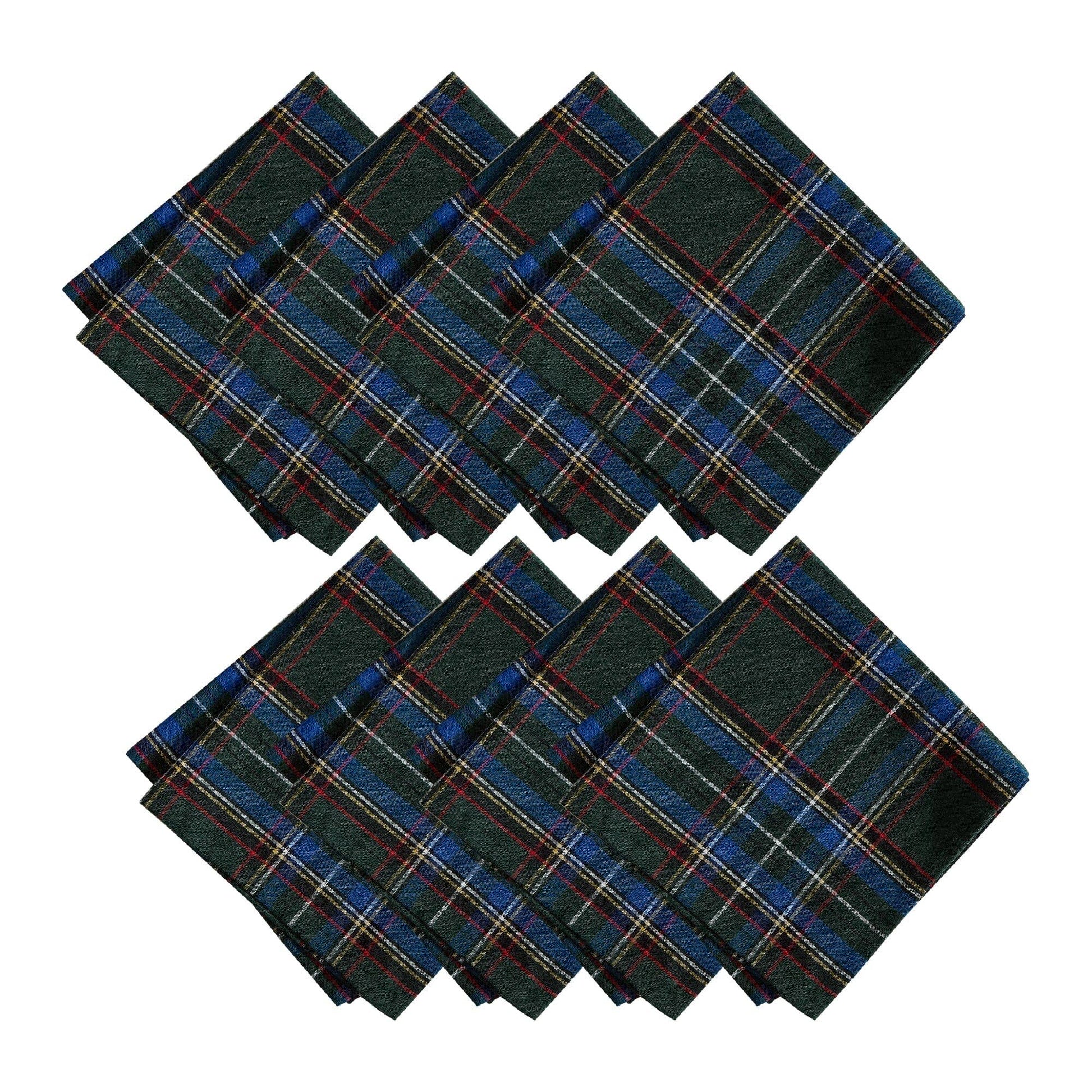 Stowe Tartan Holiday Plaid Cotton Napkins, Set of 8