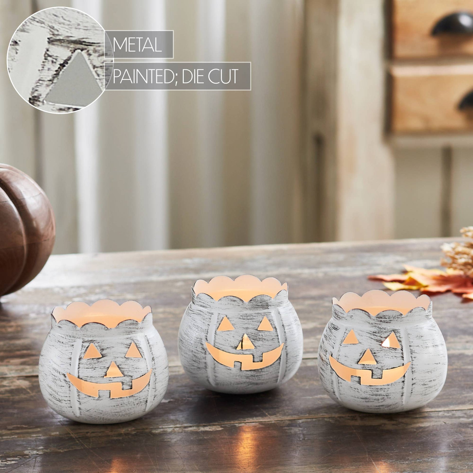 Jack-O-Lantern Candle Holder White