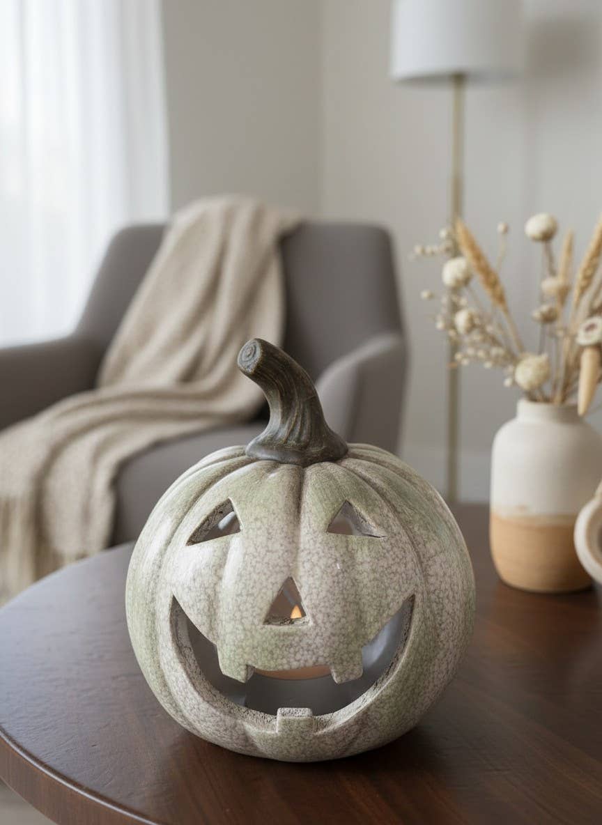 Golden Grin Pumpkin 6x5x6in