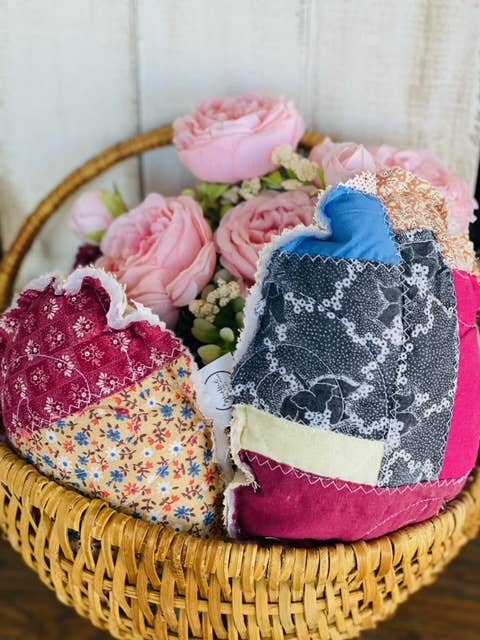 Vintage Fabric Easter Eggs made from upcycled quilts