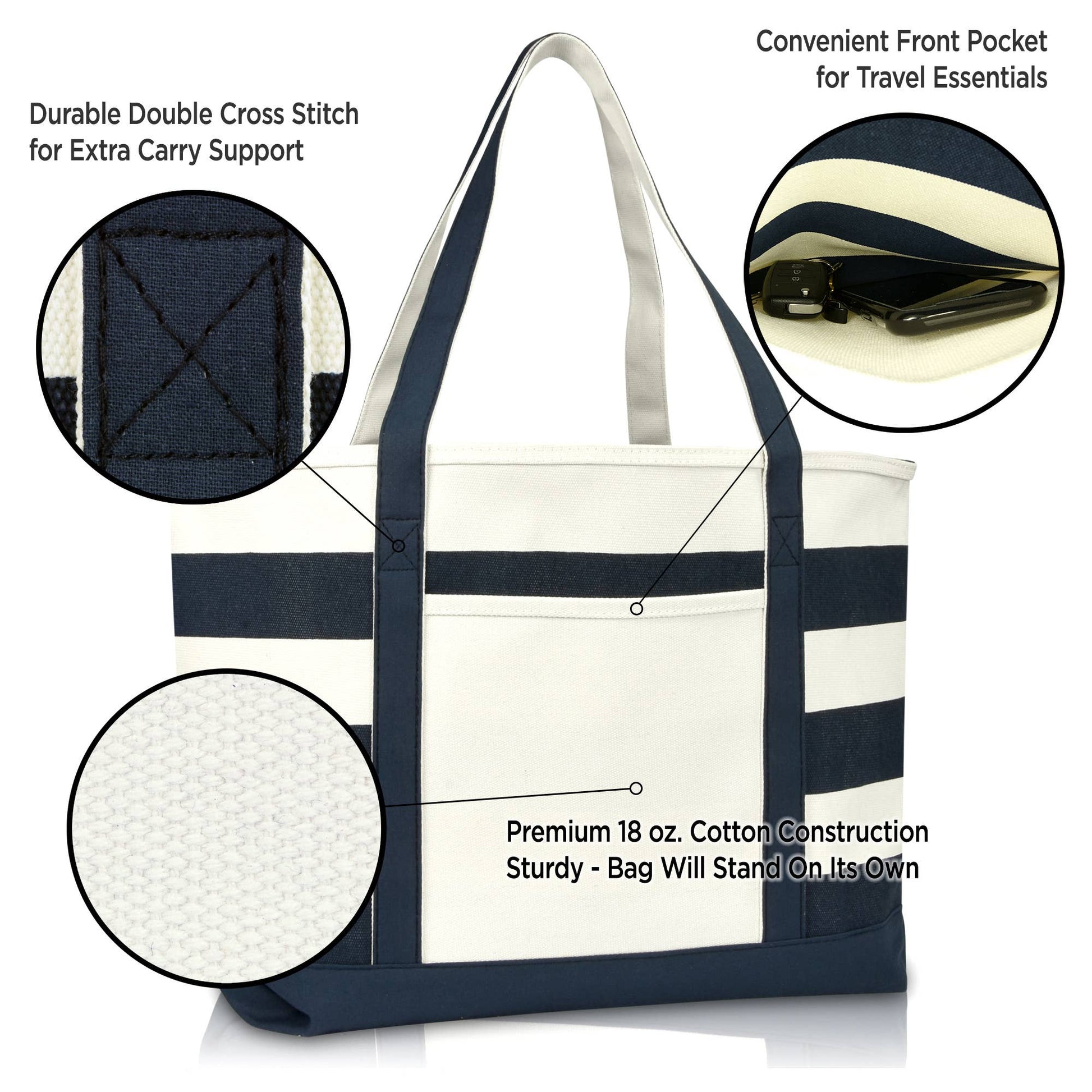 Dalix 23" Premium Striped Tote Bag