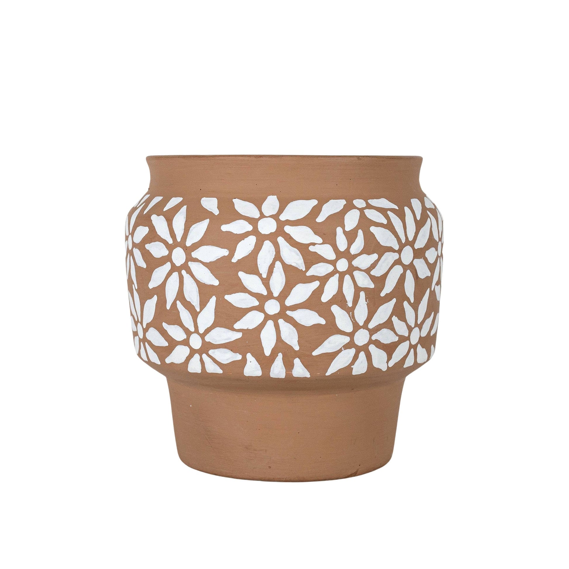 Dover White Floral Terracotta  Planter