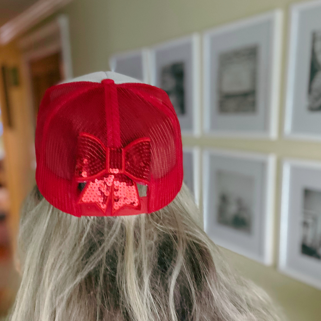 3" SEQUIN 3D Bow In RED - SEQUIN Hat Patch