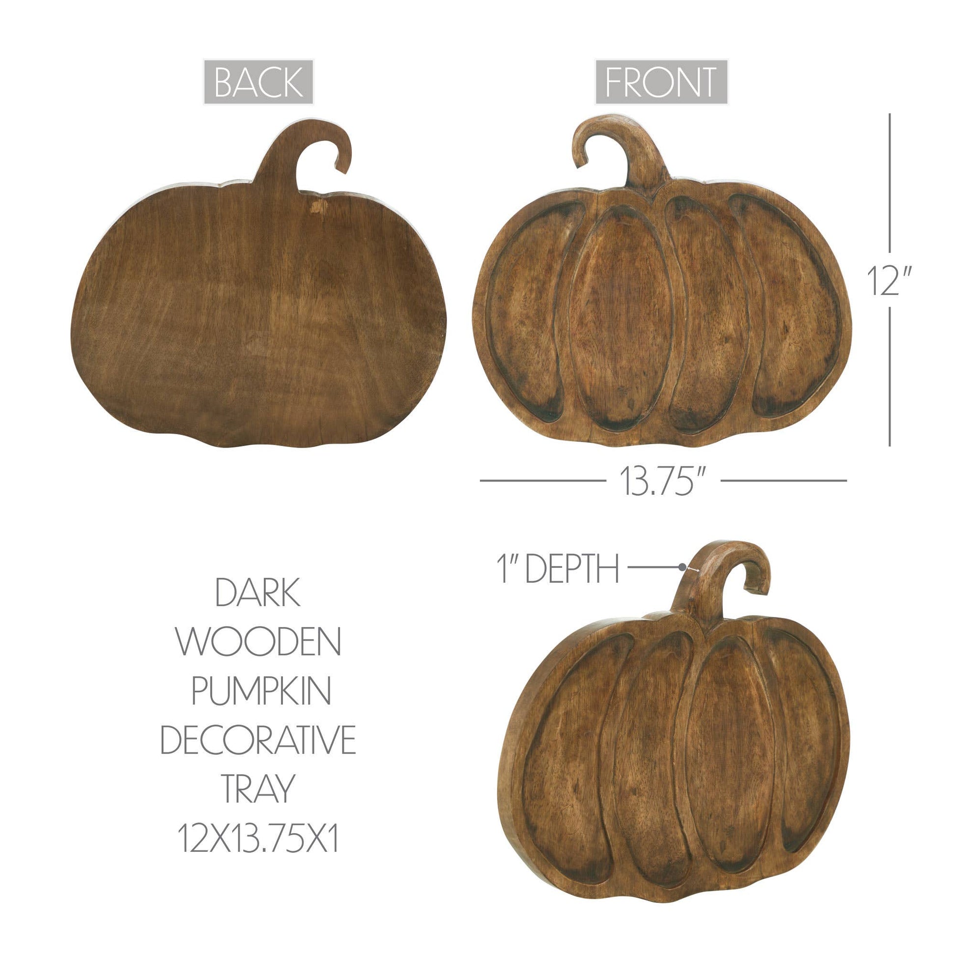 Wooden Pumpkin Decorative Tray