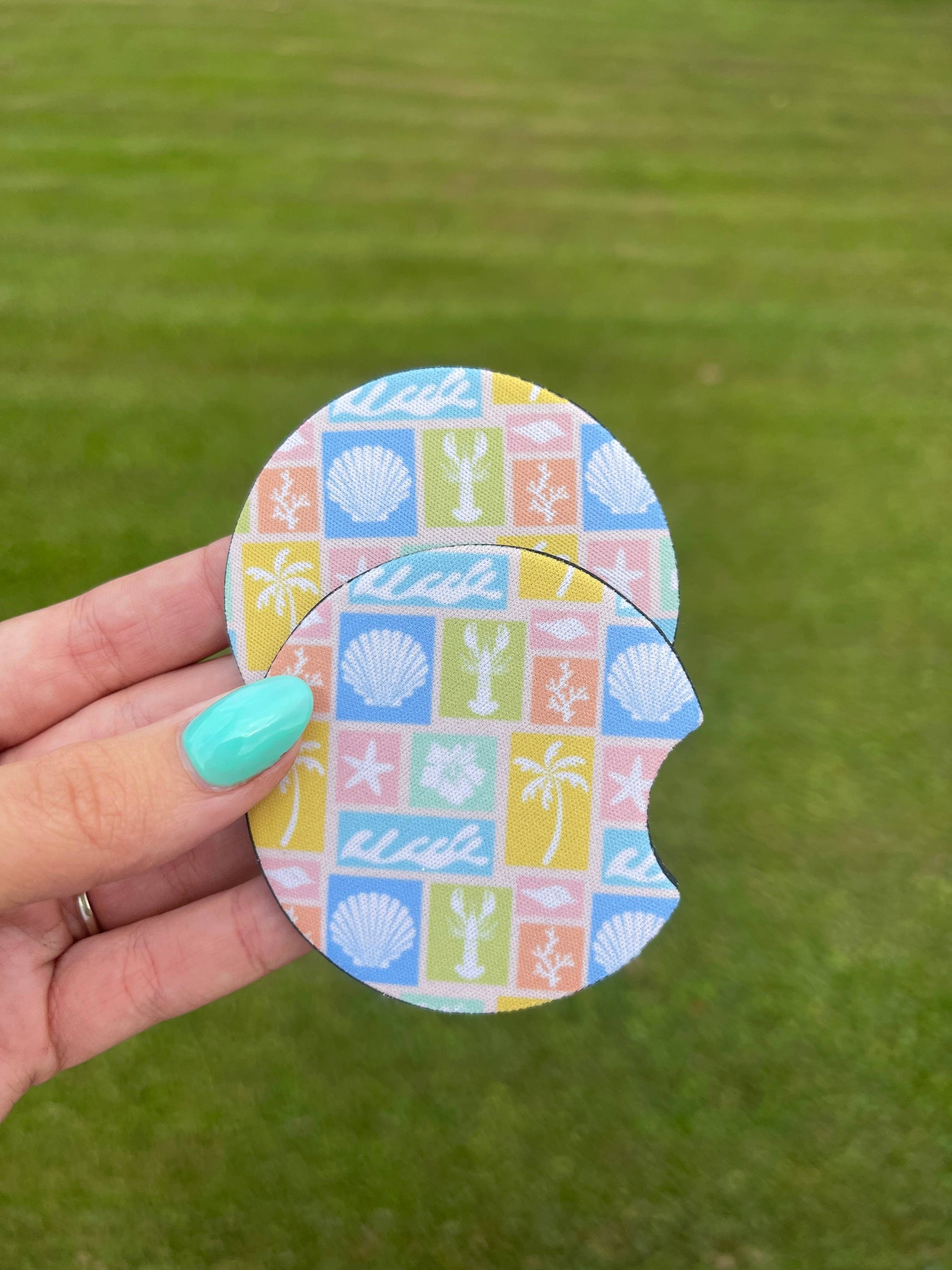 Beach Tiles Car Coaster Set