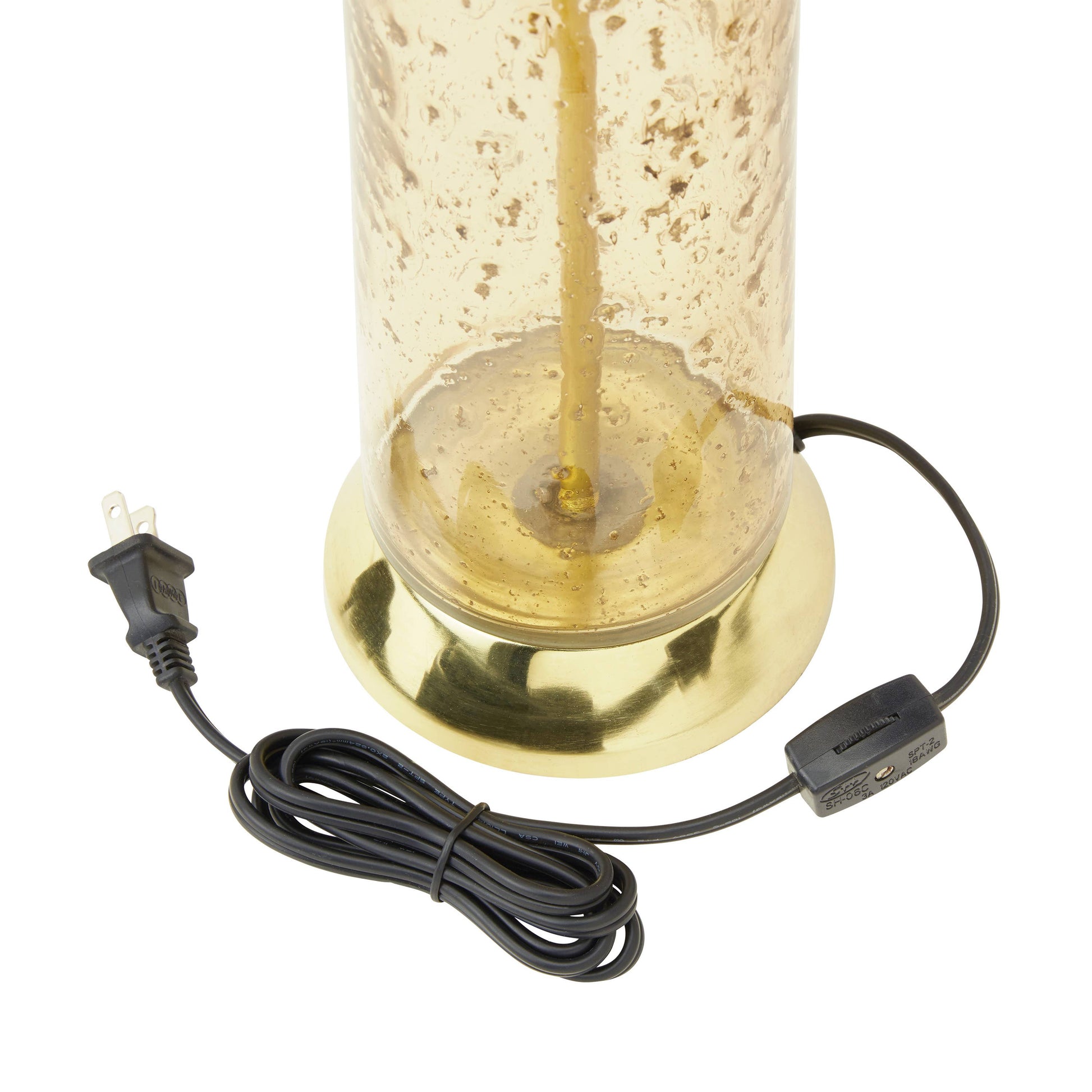 Amber Glass and Metal Table Lamp