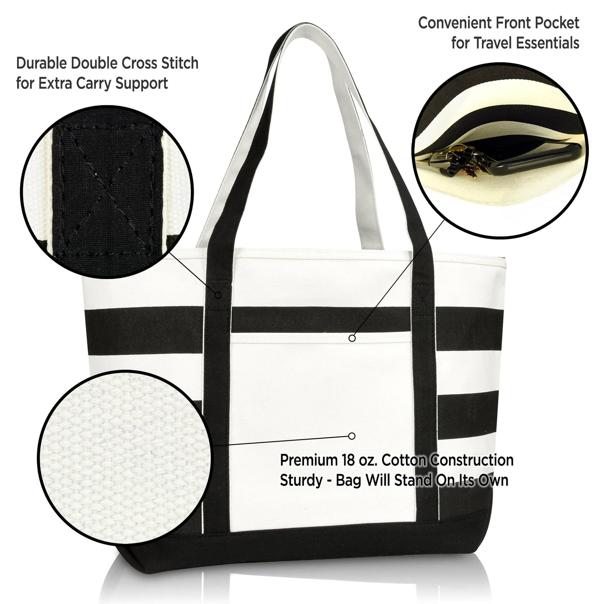 Dalix 23" Premium Striped Tote Bag