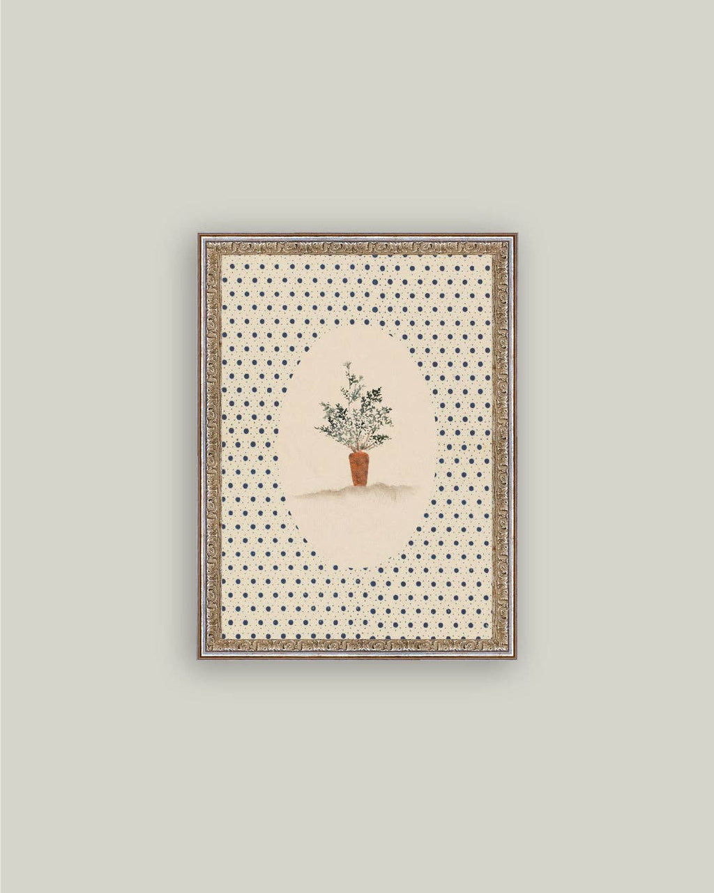 Carrots on Dots Framed Antique Art