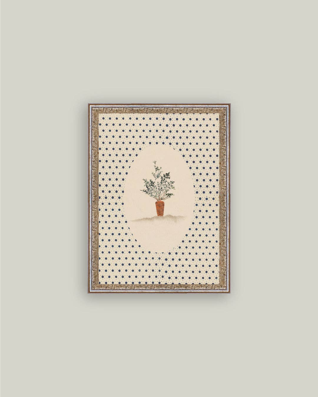 Carrots on Dots Framed Antique Art