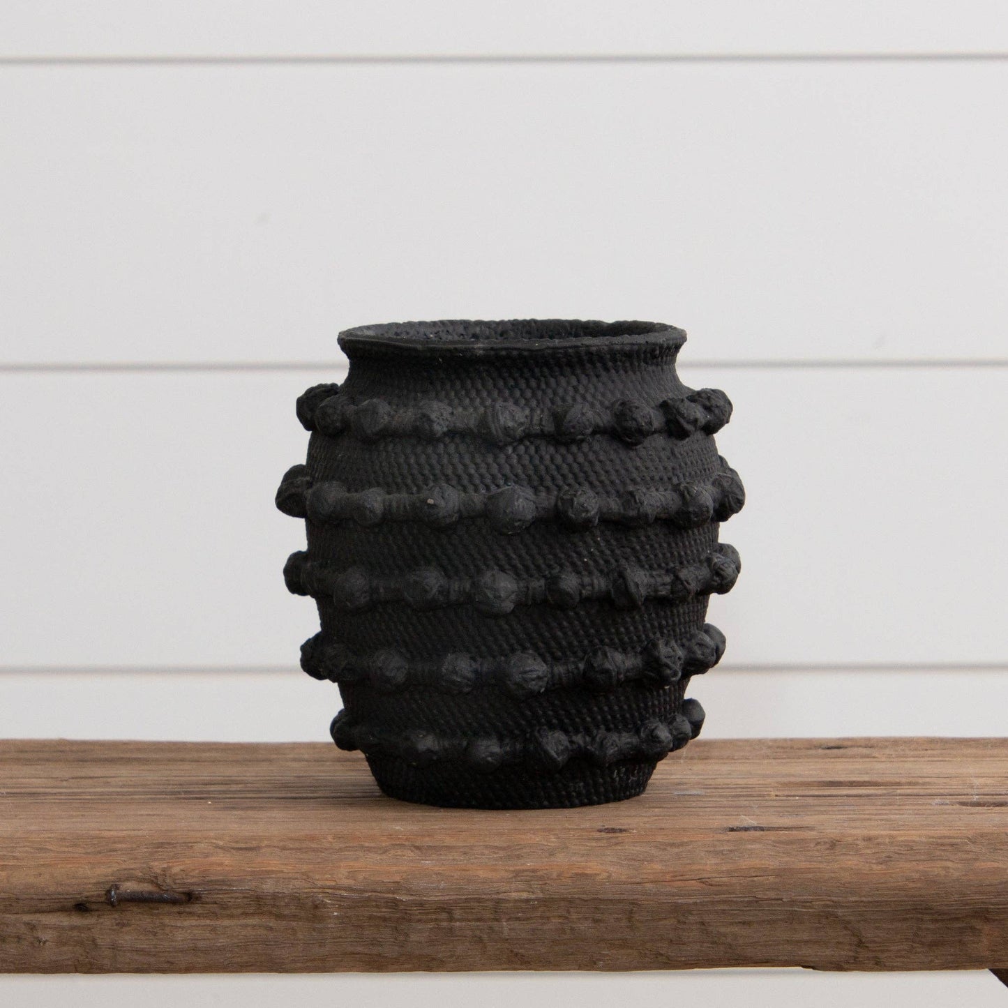 Black Textured Knot Cement Vase, Sm (PC)