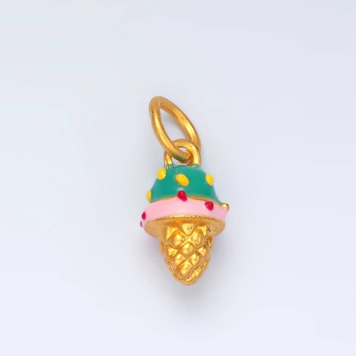 24K Gold Filled 14mm Blue & Pink Ice Cream Kids Charm | M234