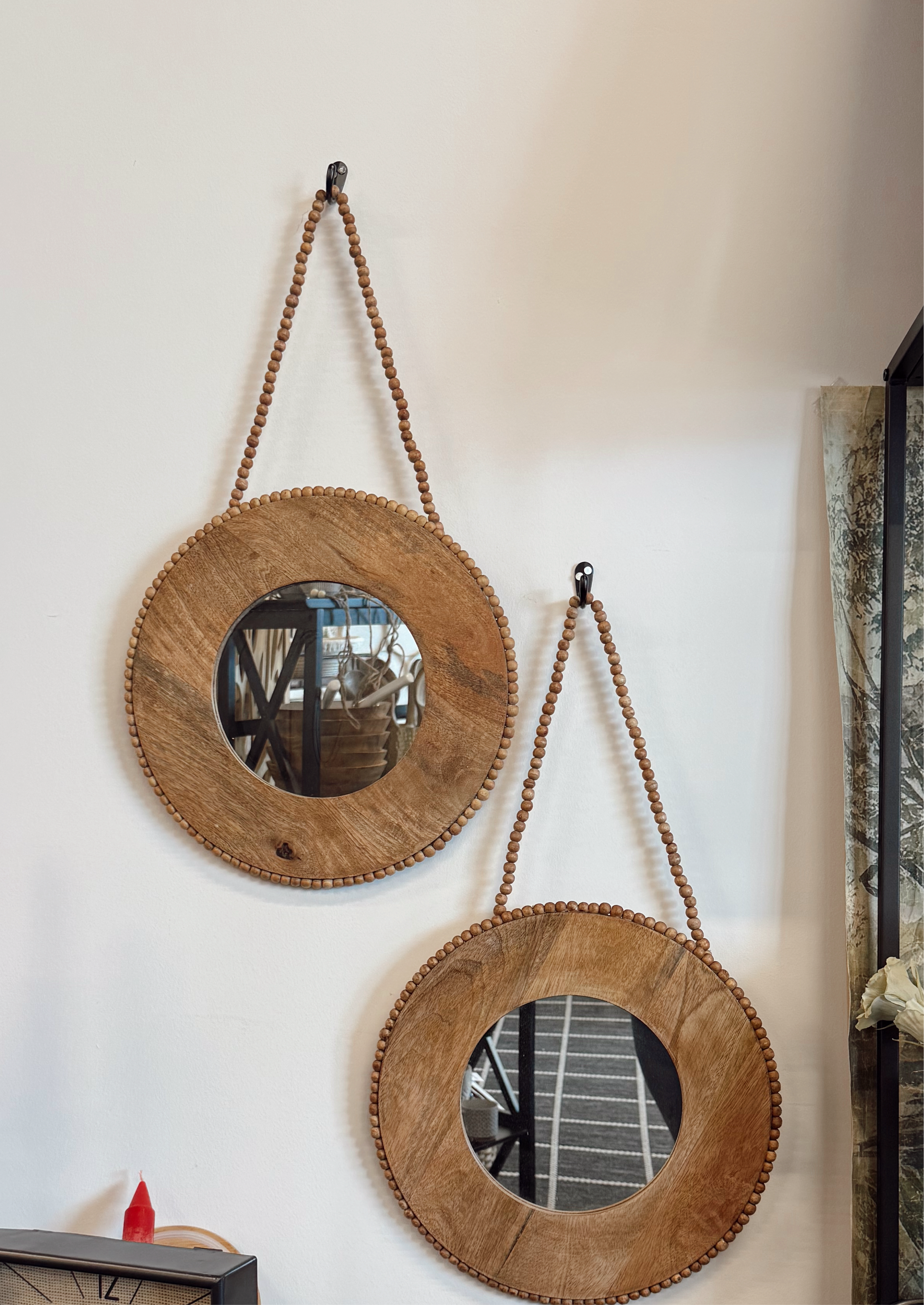 Wood Bead Handle Mirror