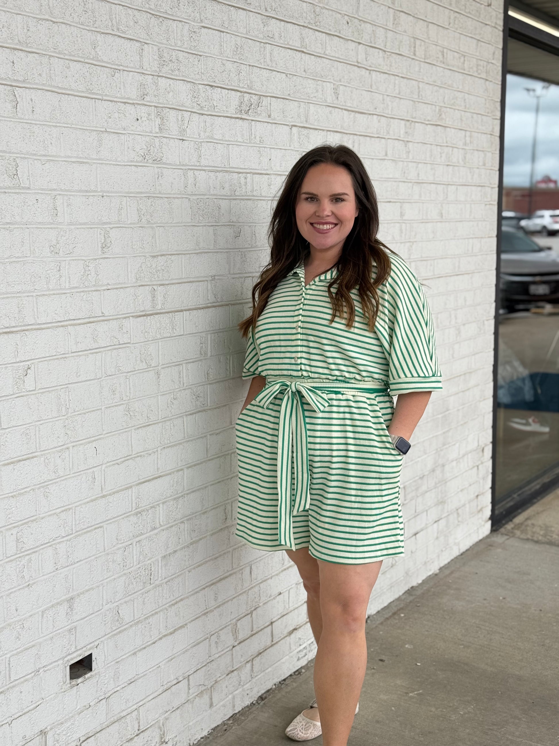 Stripe Textured Romper