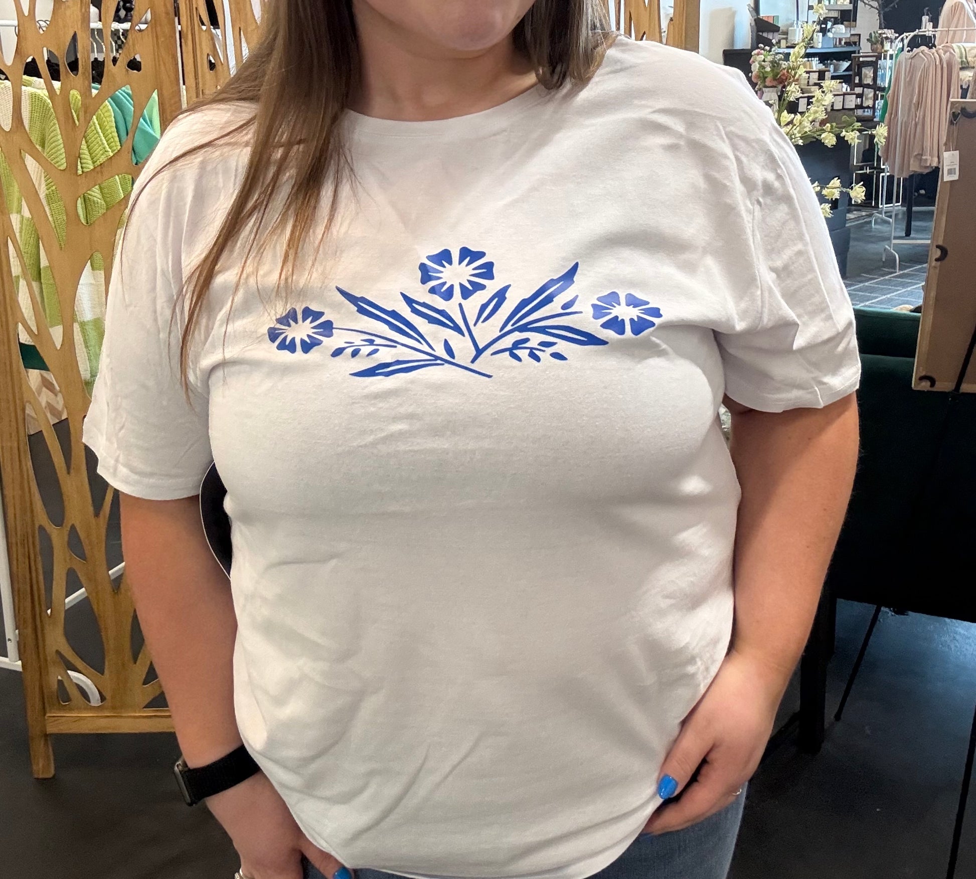 Vintage Blue Floral Tee