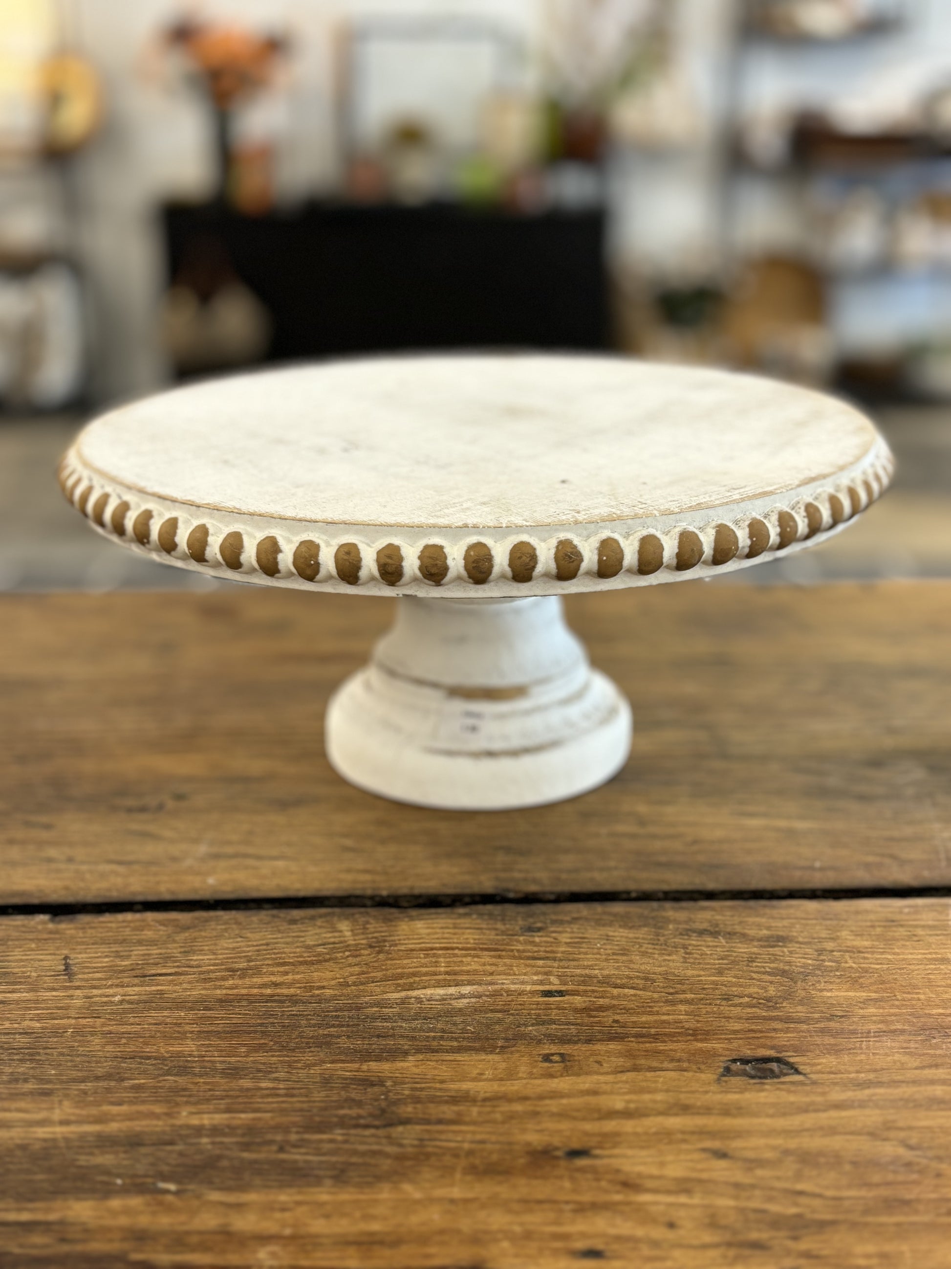 White Pedestal with Beaded