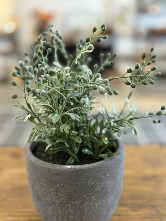 Gray Vase with Greenery