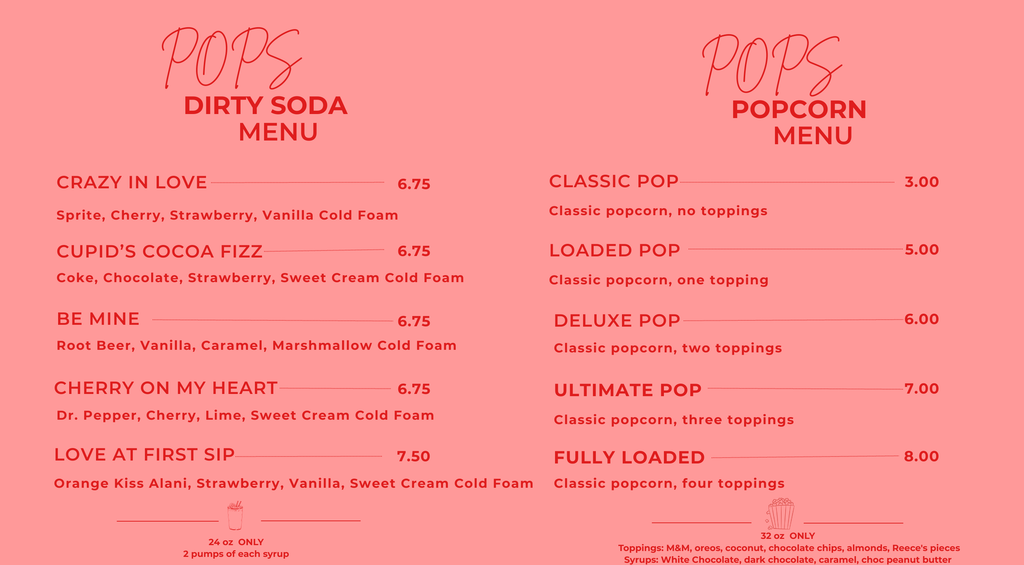 Valentine Dirty Soda & Popcorn