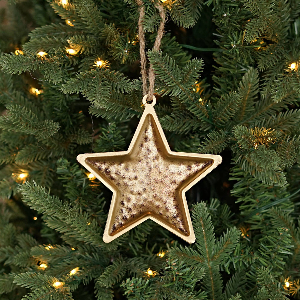 Hammered finish 3D Star-Antique Gold