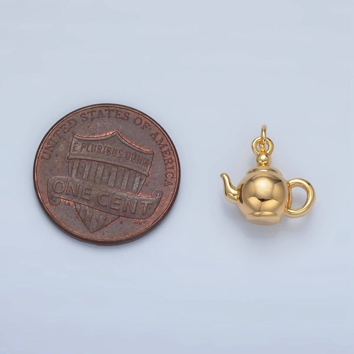 24K Gold Filled Minimalist Tea Pot Drink Mini Multidimensional Charm | AG591