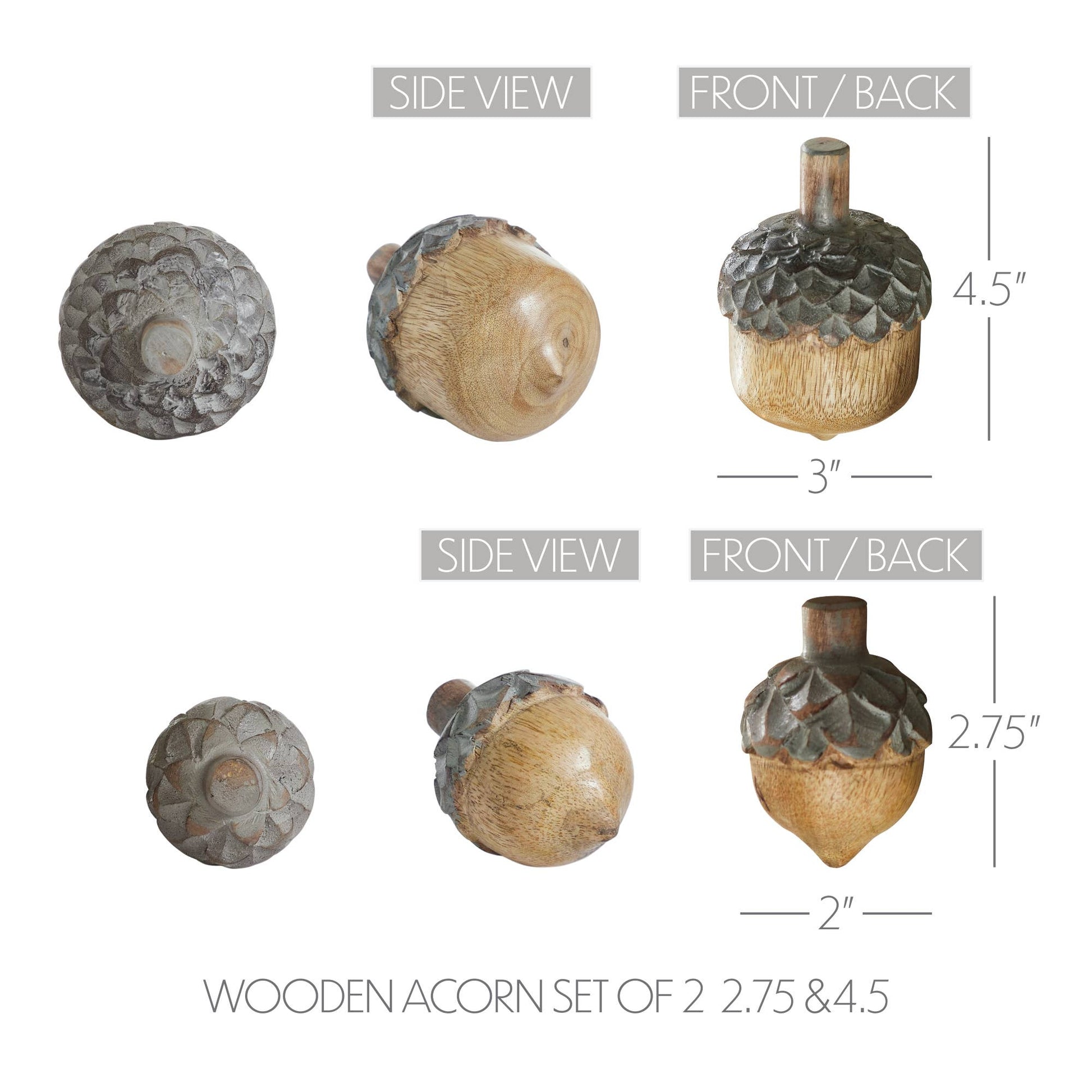 Wooden Acorn Set of 2