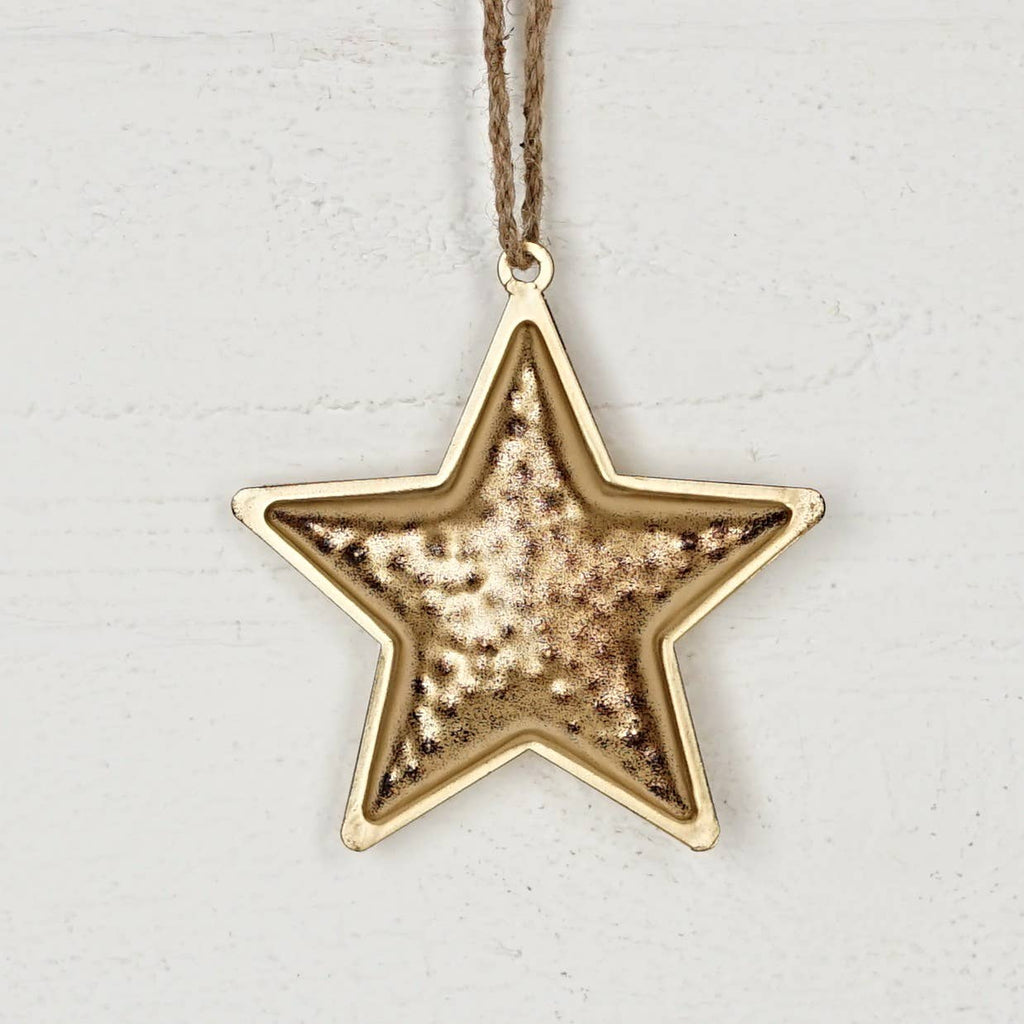 Hammered finish 3D Star-Antique Gold
