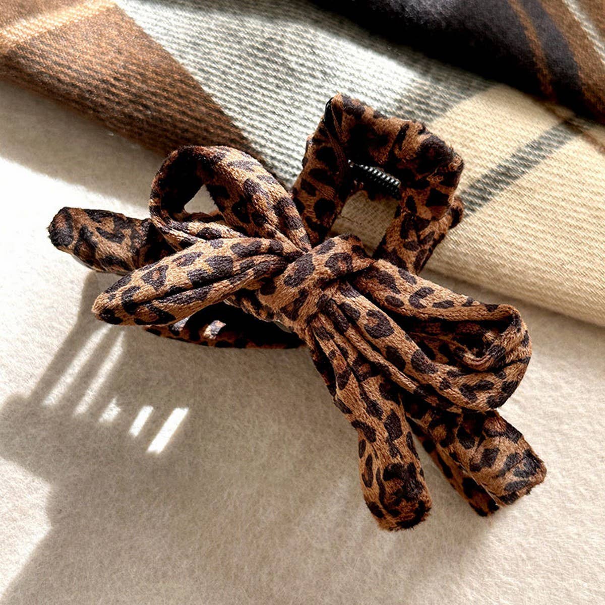 Leopard Bow Hair Claw