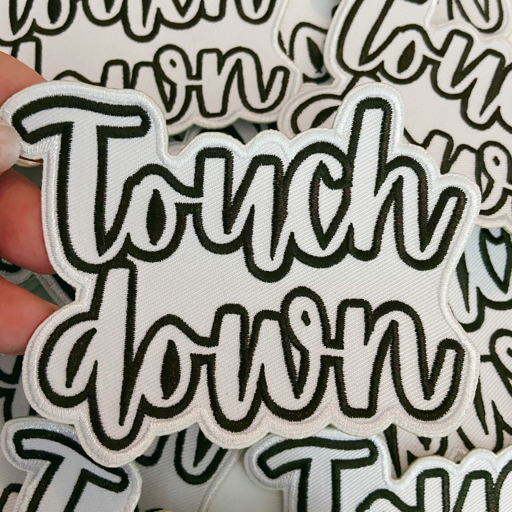 3.5" Touchdown White & Brown -  Embroidered Hat Patch