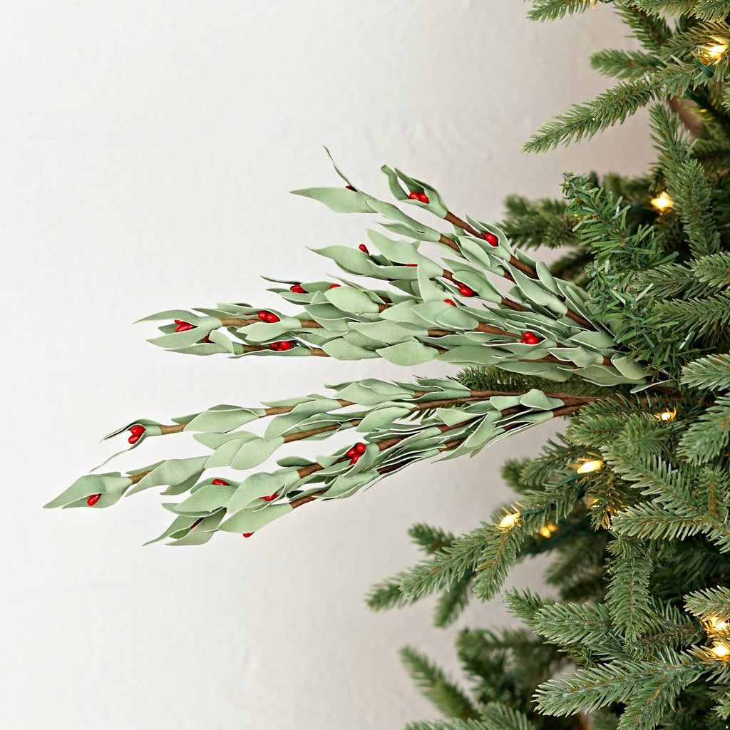 Seafoam Leaves with Red Pips