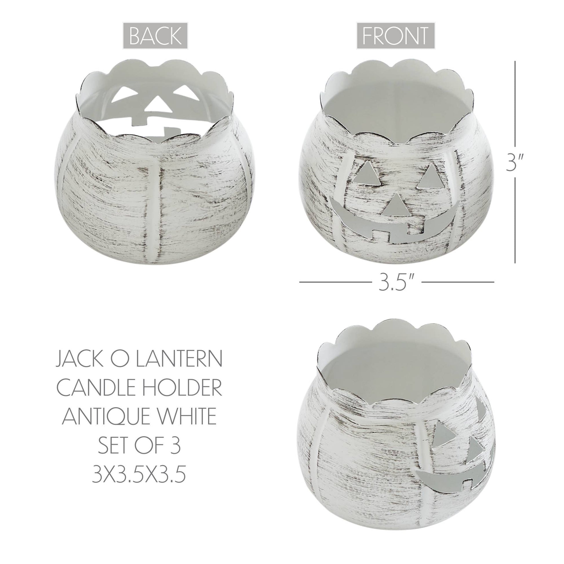 Jack-O-Lantern Candle Holder White