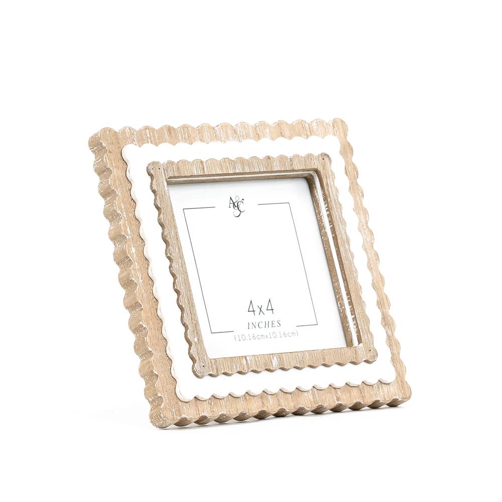Natural and White Scallop Frame