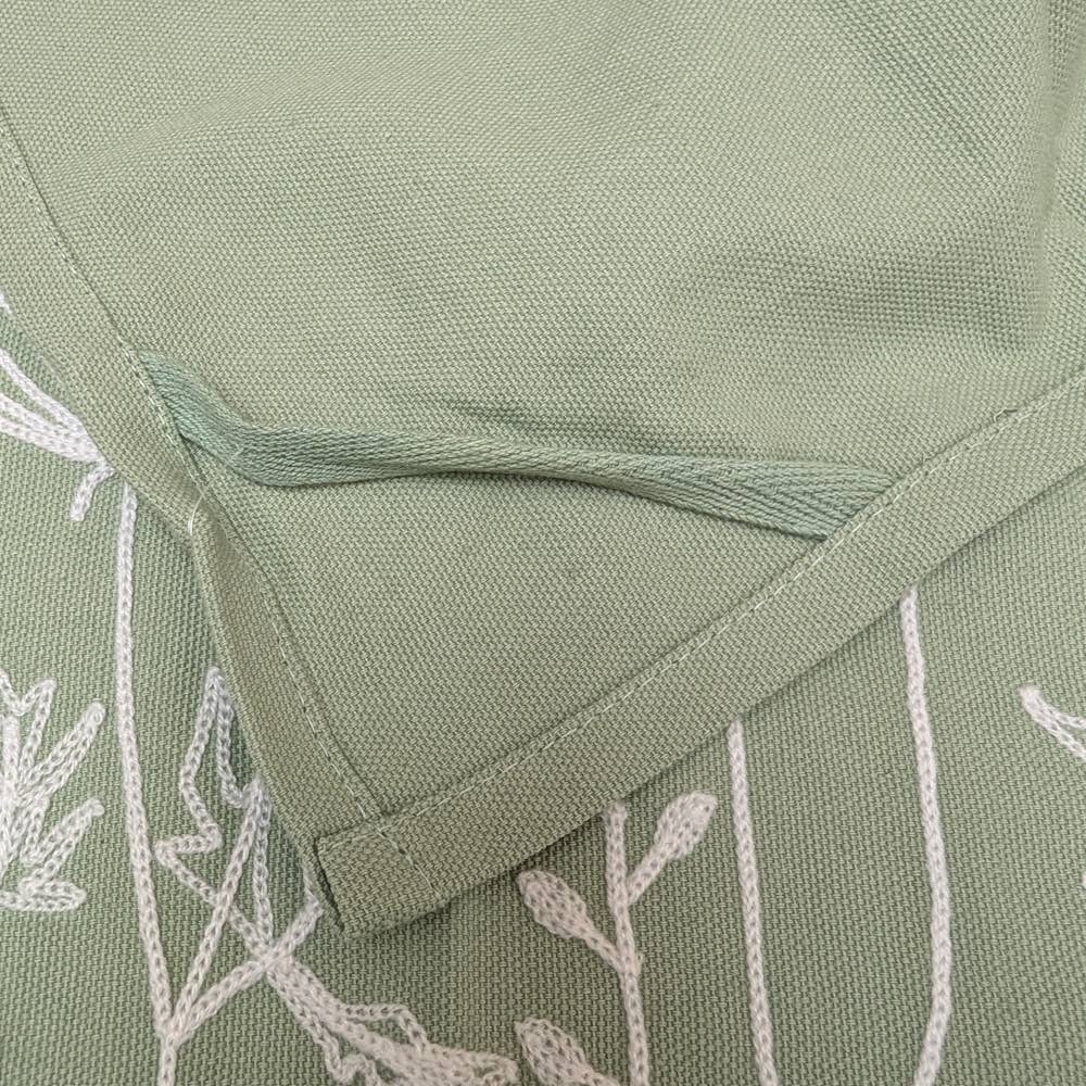 Sage Embroidered Tea Towel