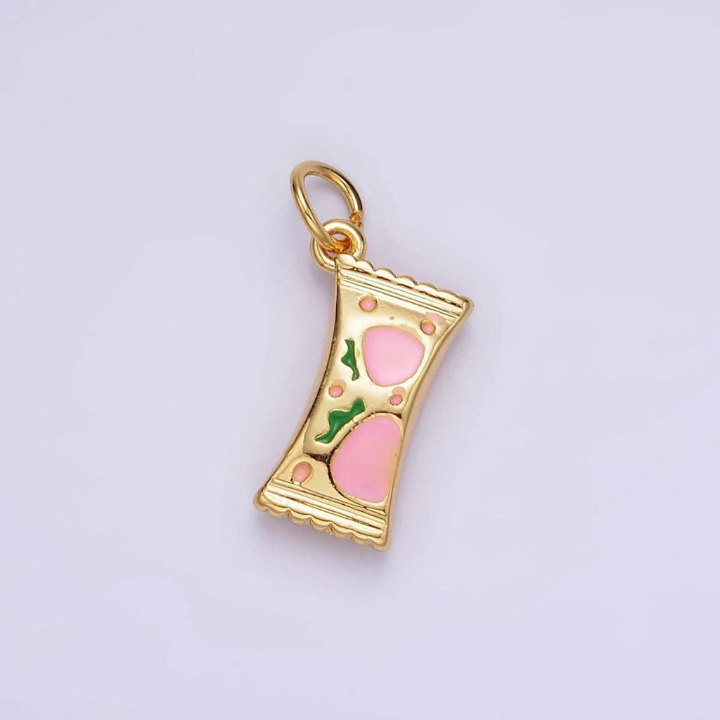 14K Gold Filled Strawberry "Sweet" Script Enamel Sack Puffed Add-On Charm | AG405