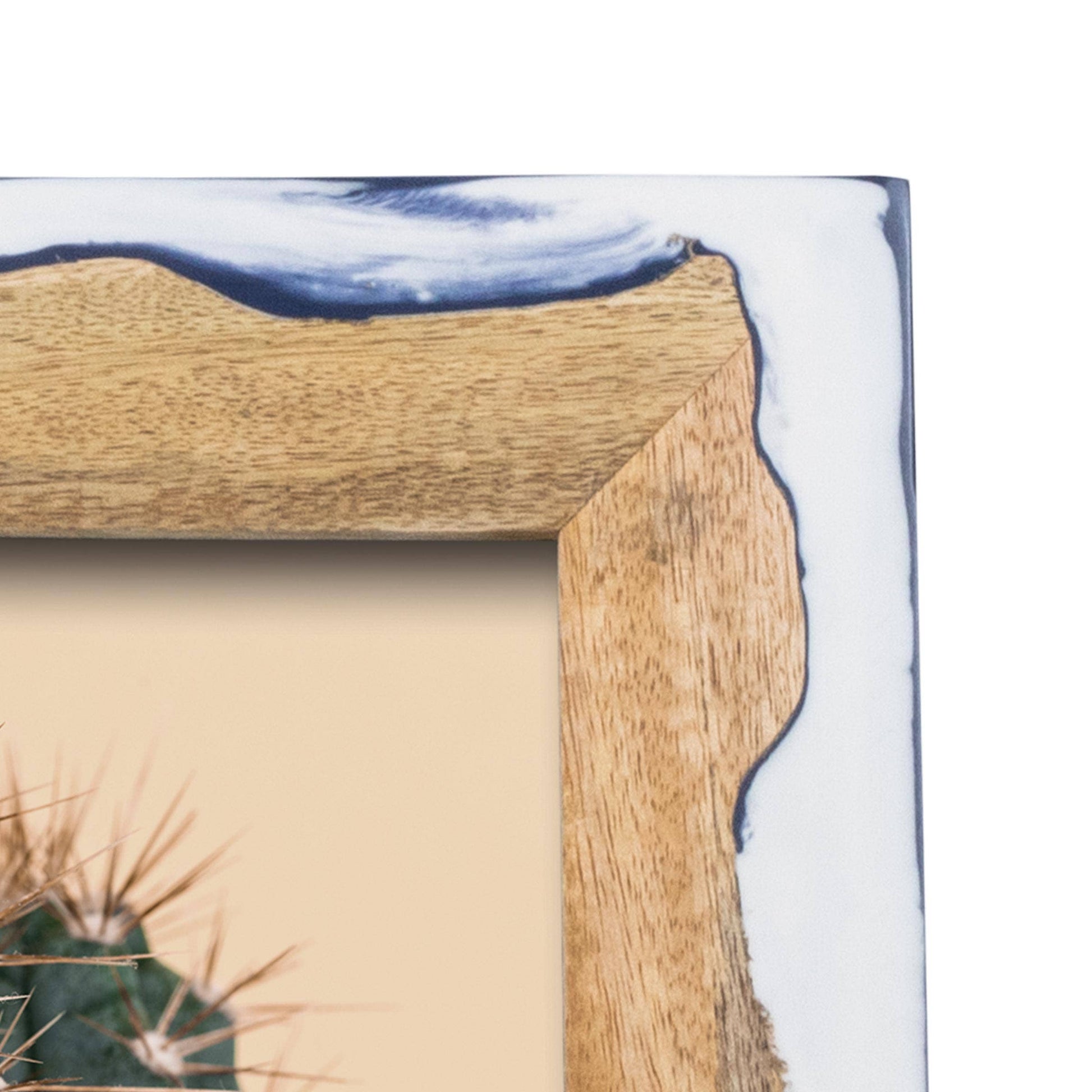 Wood and Marbled Blue Frame