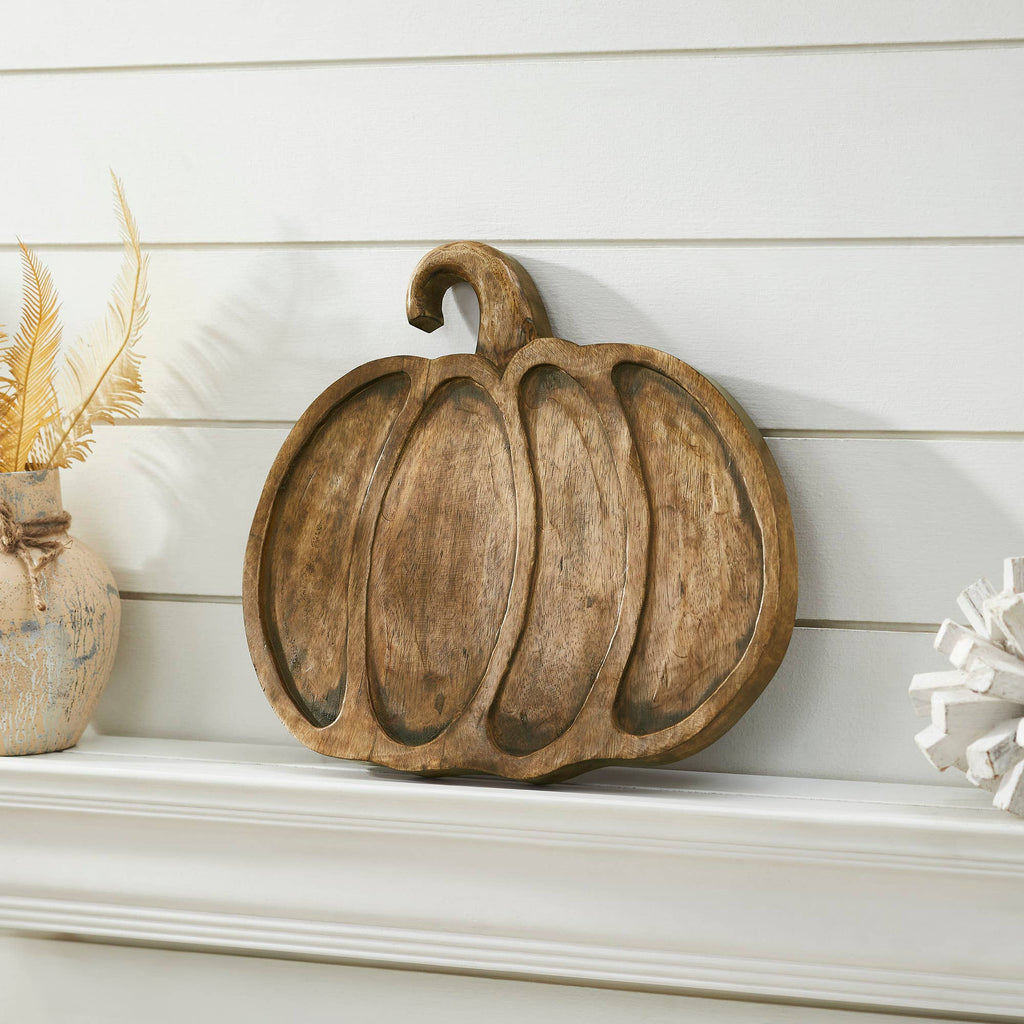 Wooden Pumpkin Decorative Tray