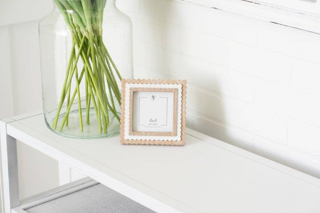 Natural and White Scallop Frame