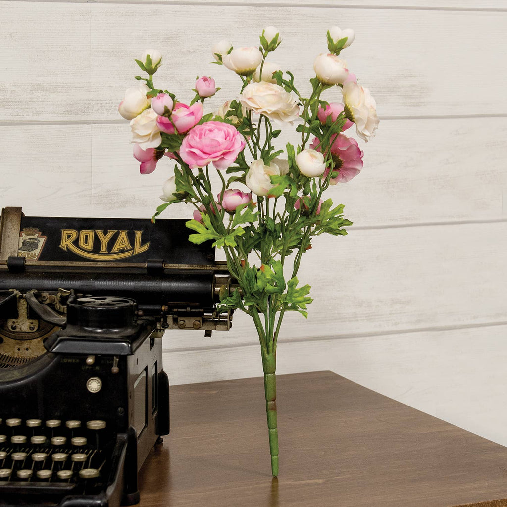 Pink & Cream Ranunculus Bush - 18"