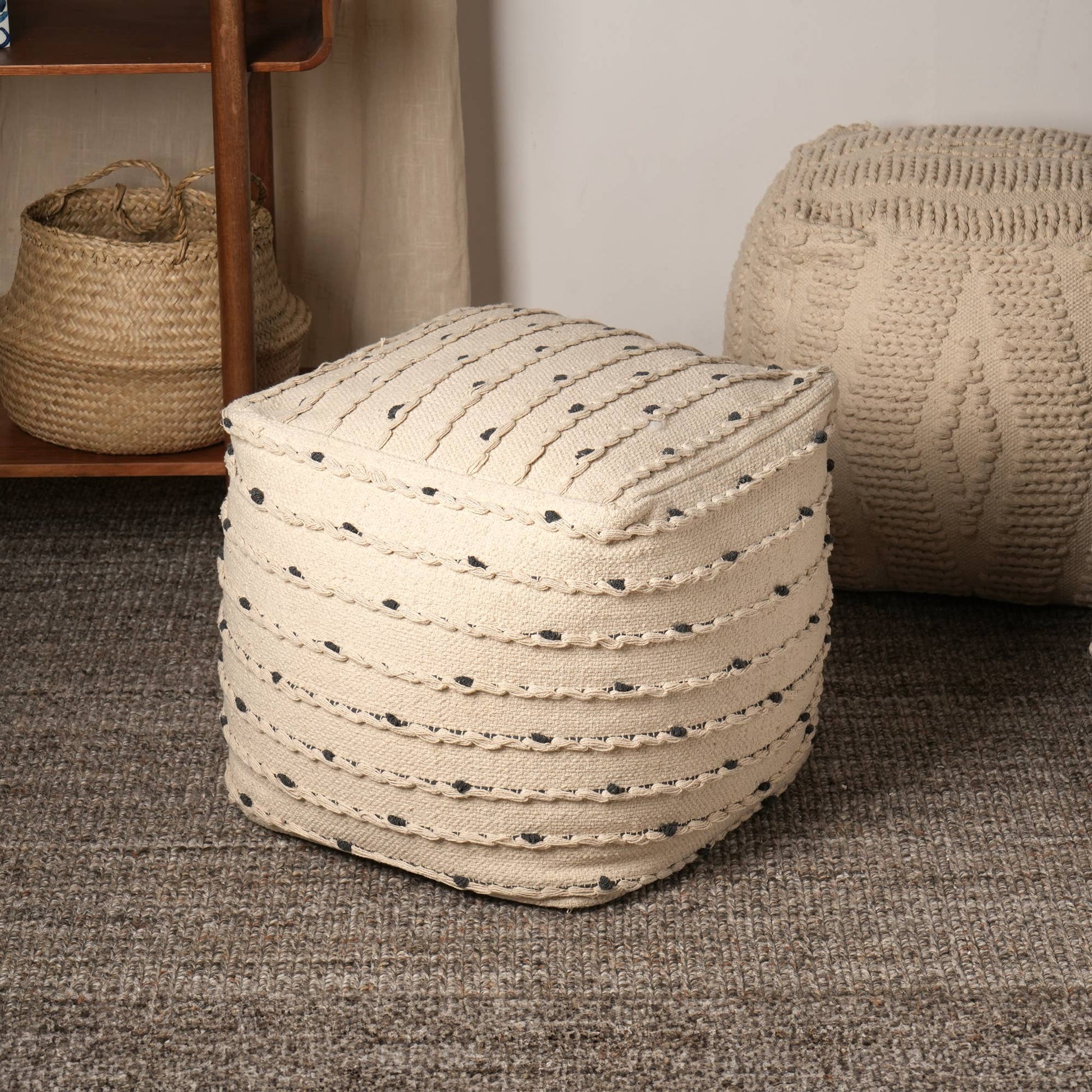 Woven Haven Pouf, 18"x18"