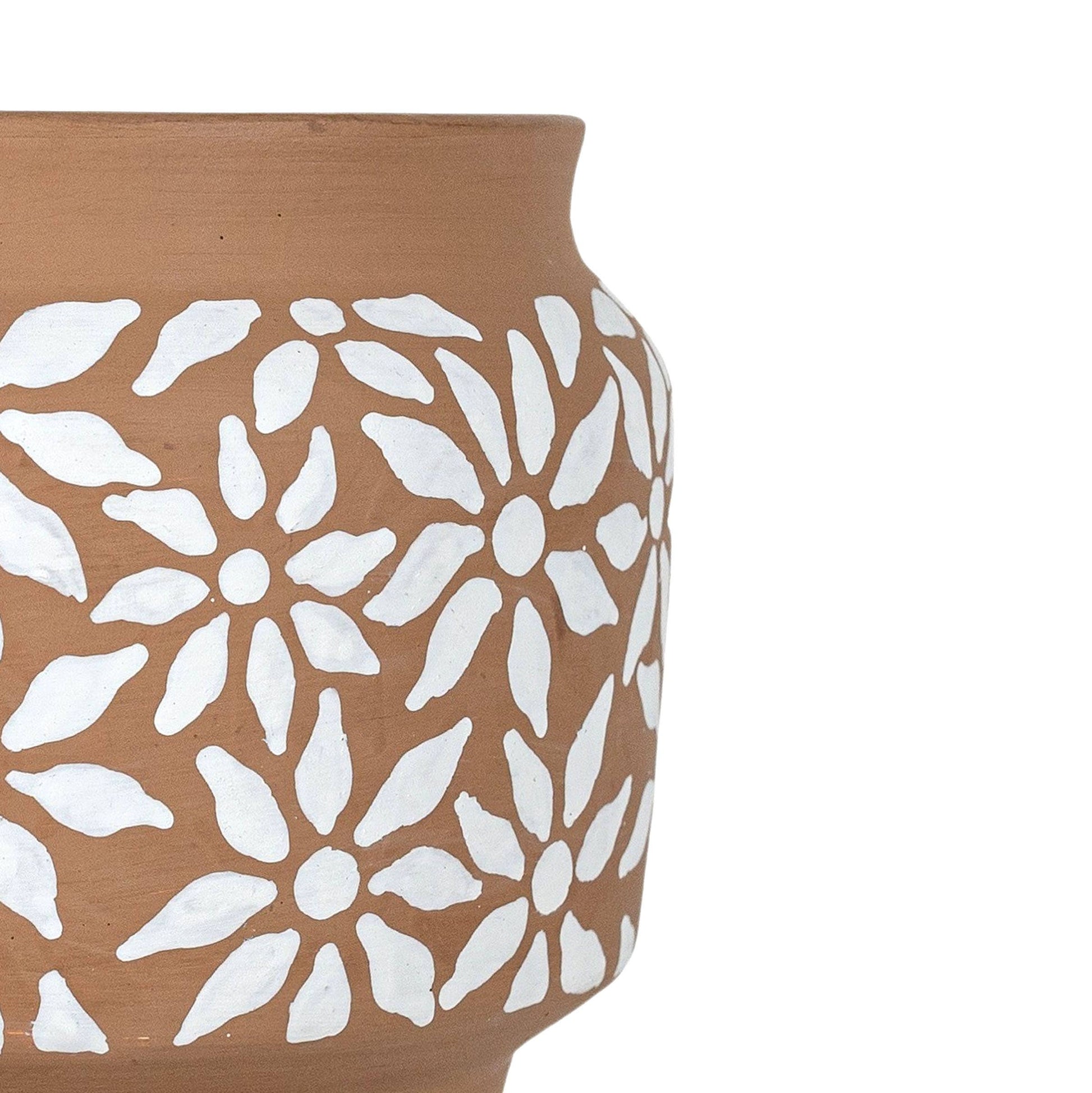 Dover White Floral Terracotta  Planter