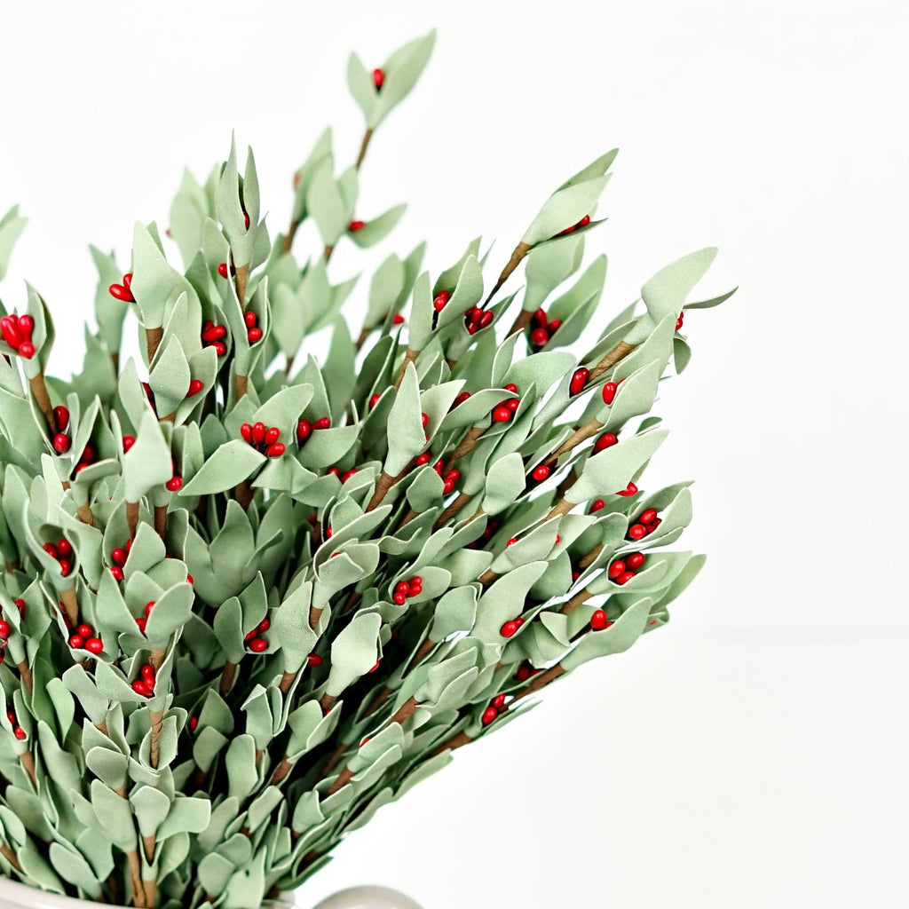 Seafoam Leaves with Red Pips