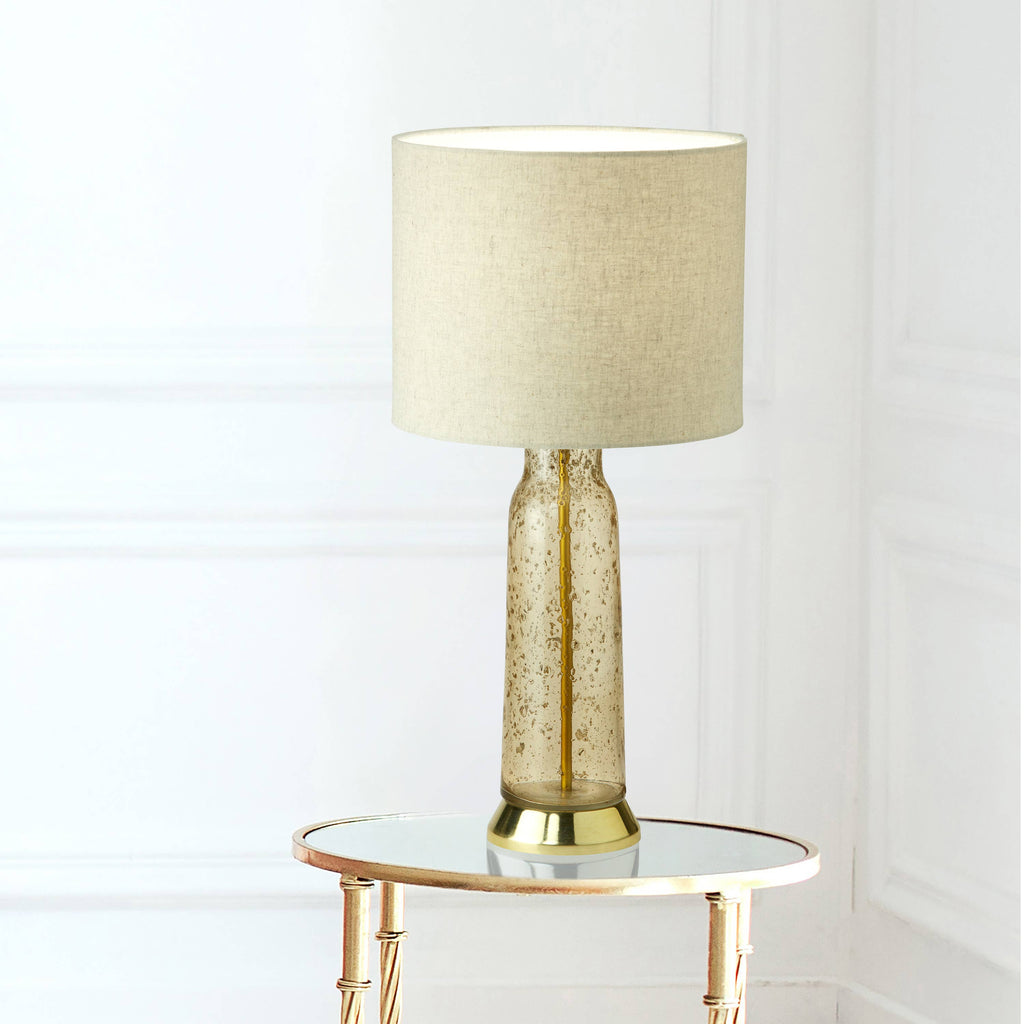 Amber Glass and Metal Table Lamp