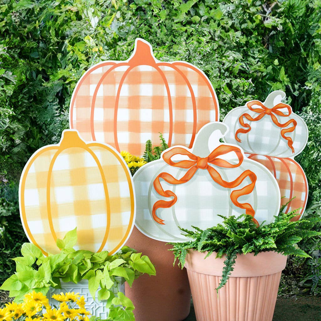 Orange Stacked Pumpkin Duo Garden Stake