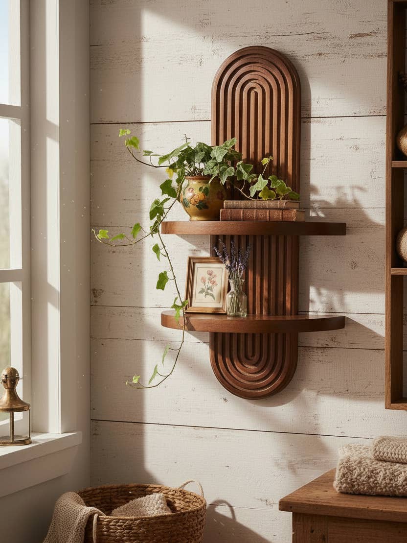 Arched Wood Wall Shelf MCM