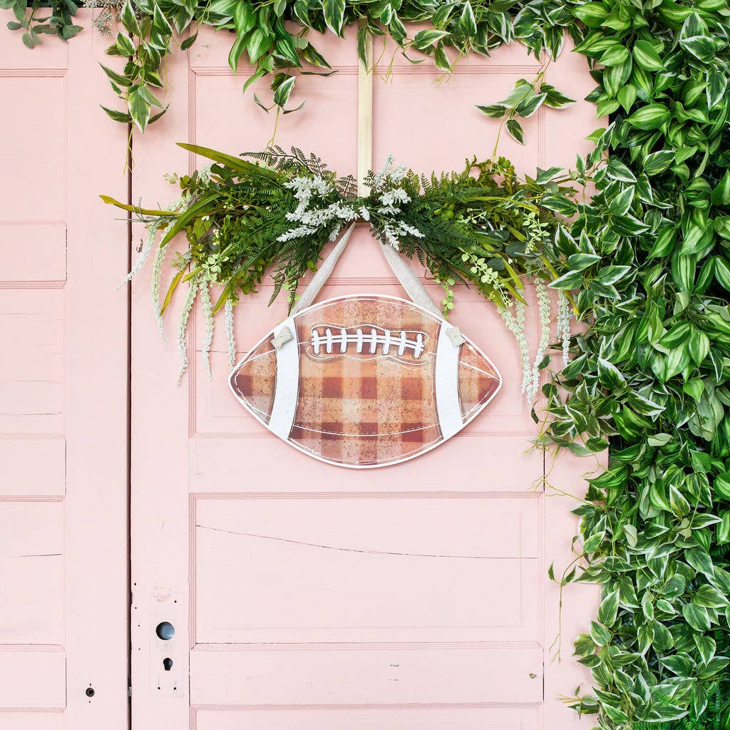 Brown Gingham Football Door Hanger