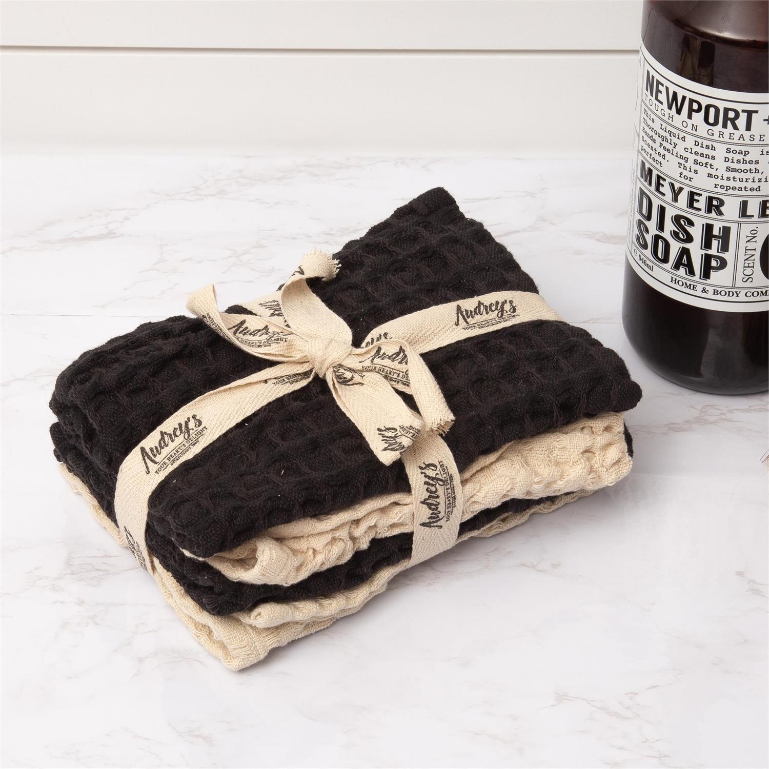 Black Chunky Waffle Dish Cloth