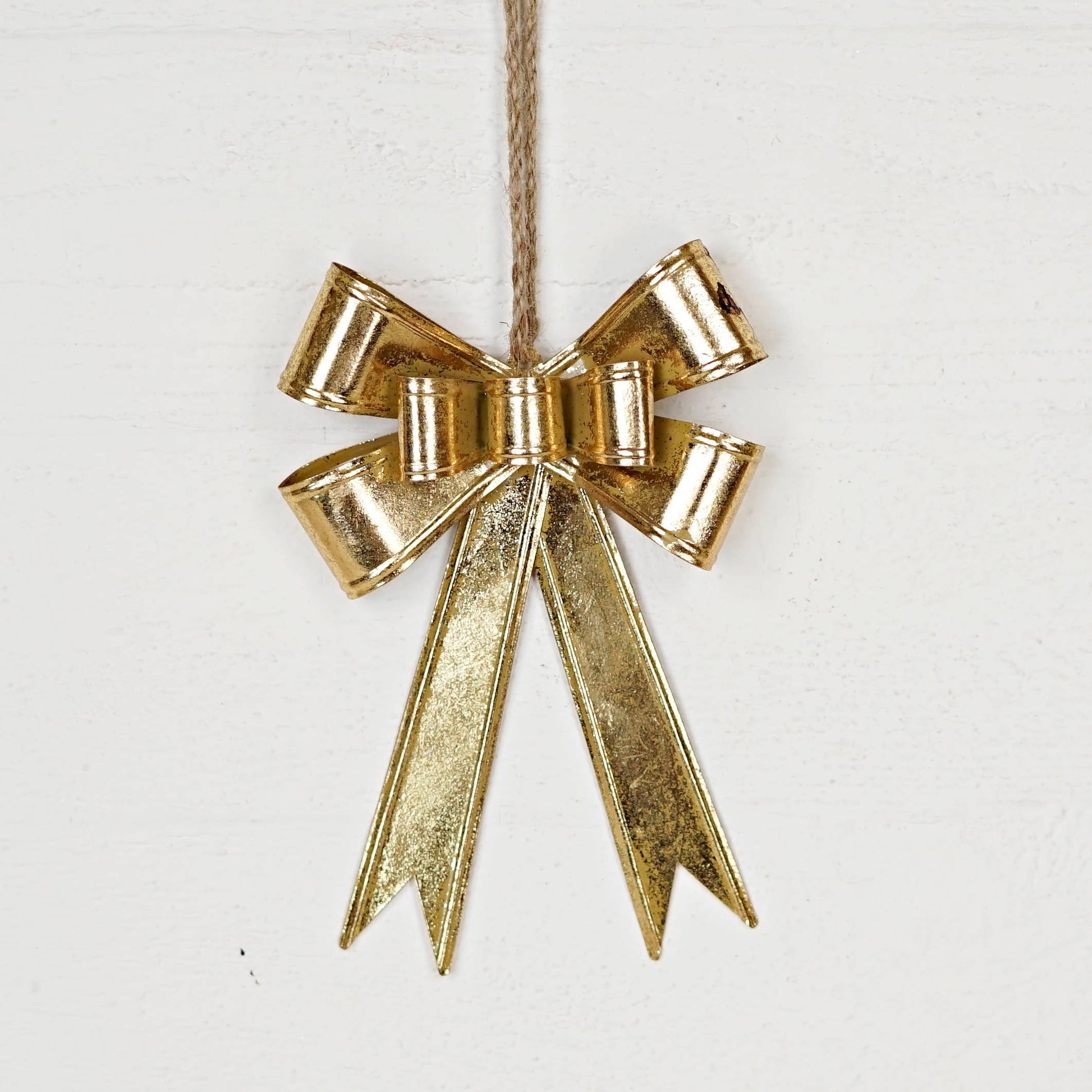 Dazzling Gold Metal Bow Ornament