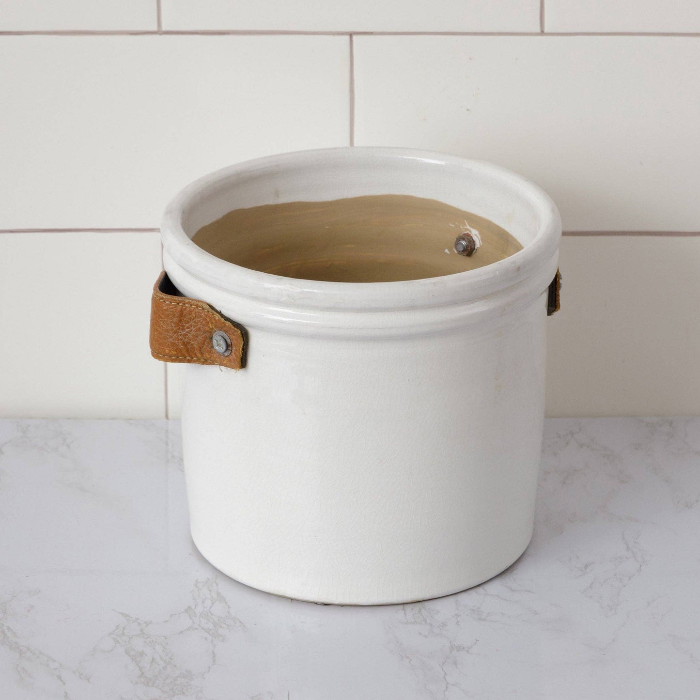 Crock w/ Leather Handles