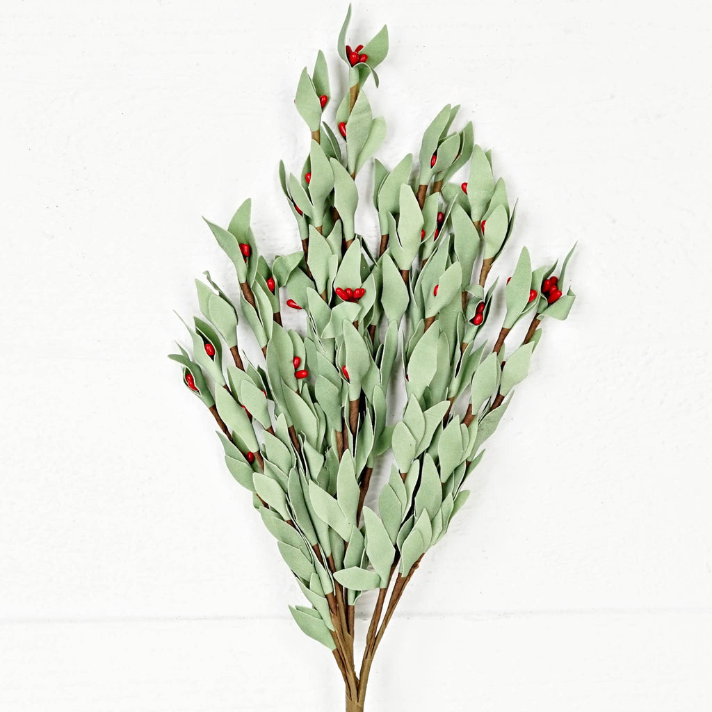 Seafoam Leaves with Red Pips